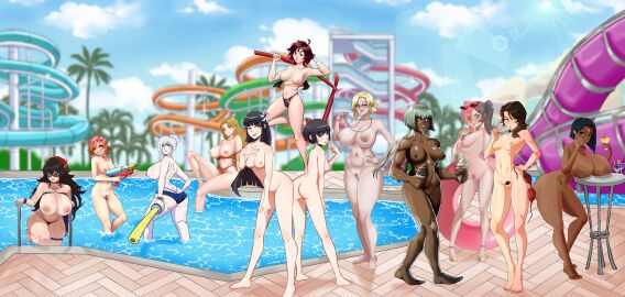 aestheticc-meme blonde_hair burplenurpless ciel_soleil cinder_fall collaboration collaboration_works dark-skinned_female dark_skin emerald_sustrai female female_only glynda_goodwitch green_hair human icesticker icestickerart khartemis leux_21 milf multiple_females multiple_girls neo_(rwby) nora_valkyrie orange_hair phloxberry raven_branwen red_eyes ruby_rose rwby saphron_cotta-arc siroapollo water_park waterpark white_hair winter_schnee