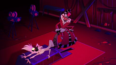 2boys 4_arms abuse angel_dust_(hazbin_hotel) ass camera cameras chained_down clothed clothed_male clothed_male_nude_male coat demons femboy filming hat hazbin_hotel heart_glasses male naked naked_male nude nude_male official_art paddle pimp pimp_hat pinned_down screencap screenshot sinner sinner_demon spanking spanking_ass spanking_butt spanking_paddle spindlehorse_toons thigh_high_boots thigh_highs thong valentino_(hazbin_hotel) vivziepop yaoi yaoi_paddle