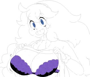 2010s 2016 blush bra cassettedream cleavage dream-cassette drooling female goth_girl hex_maniac hoshime lacy_bra line_art looking_at_viewer minimal_color pokemon pokemon_xy shirt_lift smiling_at_viewer swirly_eyes