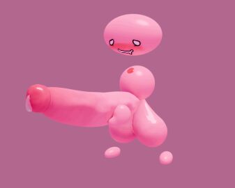 animated balls blush circle_head disembodied_arm disembodied_foot disembodied_hand disembodied_hands disembodied_head disembodied_limb dot_eyes floating_hands floating_head huge_balls huge_cock joy_mech_fight male male_only masturbation non-human non-human_only penis pink_background pink_body pink_skin precum solo solo_male sukapon toony tummysoup