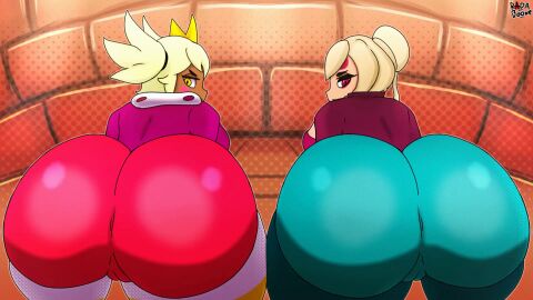 2girls angry_face animated artist_name ass bouncing_ass brawl_stars charlie_(brawl_stars) female looking_at_viewer mandy_(brawl_stars) massive_ass massive_butt massive_thighs rada_boone tagme tagme_(character) thick thick_ass thick_thighs twitter_link