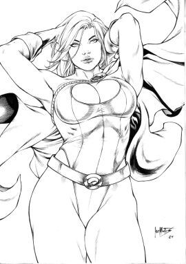 2d ass big_breasts black_and_white breasts dc dc_comics female kara_zor-l karen_starr large_ass large_breasts legs leo_matos leotard looking_pleasured muscular muscular_legs pleasure_face power_girl signature superman_(series) text thick thick_thighs