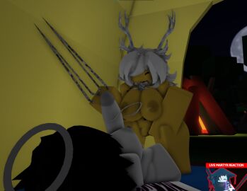 2girls 3d 3d_(artwork) antlers arrymix female_on_futa futanari iota_(the_battle_bricks) martyr_(the_battle_bricks) roblox roblox_game self_upload tagme the_battle_bricks
