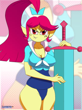 alternate_version_available big_breasts big_hips breasts female layerth light_blue_shirt school_swimsuit smoke_(yin_yang_yo!) sukumizu swimsuit swimsuit_under_clothes yin_yang_yo!