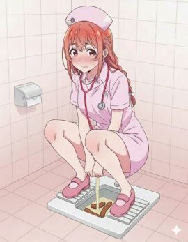 kanojo_okarishimasu nurse orange_hair peeing rent_a_girlfiend sakurasawa_sumi scat squat_toilet toilet
