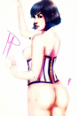 2014 ass bioshock bioshock_infinite breasts bubble_ass bubble_butt busty corset elizabeth_comstock female female_focus female_only hourglass_figure mobilepron rear_view short_hair sideboob standing tagme wide_hips