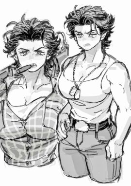 1girls 2d axe belt breasts cigar cleavage collarbone collared_shirt denim digital_media dishing female female_only genderswap genderswap_(mtf) greyscale holding holding_axe james_howlett jeans large_breasts logan_(x-men) looking_at_viewer looking_to_the_side lumberjack marvel marvel_comics masculine_female medium_hair monochrome mouth_hold muscular muscular_female mutant_(marvel) open_mouth pants rule-63 rule_63 shirt simple_background solo tank_top teeth thick_thighs thighs tomboy v-shaped_eyebrows white_background wolverine_(x-men) x-men x-men_origins:_wolverine