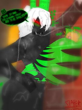 1girls 1x1x1x1_(forsaken) artist_signature betrayed_1x1x1x1 big_breasts big_thighs blush breasts breasts_pressed_against_partner chain_collar cipherpablo dialogue english_text female forsaken_(roblox) gigantic_breasts hearts_around_head looking_at_partner noob_(forsaken) noob_(roblox) pressed_together roblox roblox_game robloxian rule_63 source_request speech_bubble suffocating tagme text