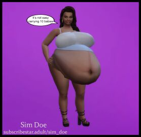 3d bbw big_belly big_breasts big_brests caption chubby chubby_female english english_text high_heels hue_belly massive_belly mexican_female no_sex original_characters pregnancy pregnant pregnant_belly pregnant_female sim_doe sims sims4 sims_4 sofia_alvarez(sim_doe) speech_bubble speech_bubbles the_sims the_sims_4 thick_thighs