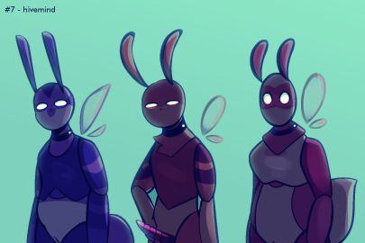 aleph_(ofthestarlesssea) antennae_(anatomy) anthro arthropod backlighting bee breasts collar collar_only control_collar empty_eyes erection facial_markings featureless_breasts featureless_chest female furry furry_only genitals group head_markings hivemind hymenopteran hypnovember hypnovember2025 insect_wings insects light lighting male markings mask_(marking) mind_control nude nude_anthro ofthestarlesssea penis pussy segmented_body segmented_penis stinger stripes trio unnamed_character vulva wings