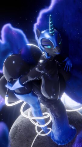 absurd_res anthro ass big_breasts big_butt biped breasts clothed clothing equid equine eyebrows eyelashes friendship_is_magic genitals gynomorph hair hasbro hi_res huge_breasts hyper intersex legwear lunar57 mammal my_little_pony nightmare_moon_(mlp) penis pupils solo thick_thighs thigh_highs three-quarter_view