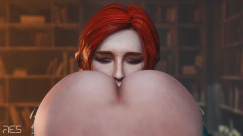 2girls 3d ass ass_up ciri eating_ass female freckles light-skinned_female light_skin red_hair the_witcher_(series) the_witcher_3:_wild_hunt triss_merigold witcherres yuri