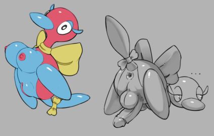 accessory anatid anseriform anus ass ass_up avian balls bird bouncing_breasts bow_ribbon breasts curved_penis disappointed duck eyelashes female feral feral_only futanari generation_2_pokemon genitals glistening glistening_body half-closed_eyes humanoid_genitalia humanoid_penis humanoid_pussy intersex jack-o'_pose levitation looking_back narrowed_eyes nintendo penis pokemon pokemon_(species) porygon2 pose presenting presenting_anus presenting_hindquarters presenting_penis proportionally_endowed pussy raised_tail solo tail thick_eyelashes toony undercover_bluejay