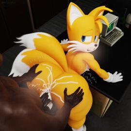 3d 3d_(artwork) anal anal_sex big_ass black_body cum cum_in_ass femboy gay male/male ncoughar sonic_(series) sonic_the_hedgehog_(series) tagme tails tails_the_fox yaoi