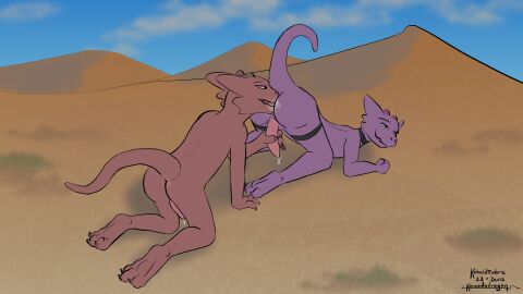 16:9 all_fours anal anthro anthro_only anus bodily_fluids cloud cum cum_drip dripping dunes duo gay genital_fluids genitals handjob handjob_from_behind hi_res horn ignis_(komododrogon) kobold komododrogon looking_pleasured male male/male oral paws penile penis raised_tail rimming rimming_male saliva sand scalie sex sky tail widescreen zephyr_(komododrogon)