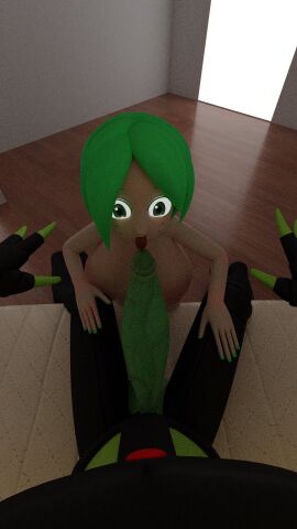 2021 3d blender couch first_person_view fuku_(squidly) green_eyes green_hair green_skin huge_cock licking_penis living_room male morpheus_(squidly) penis shortstack sitting squidly tongue tongue_out white_skin