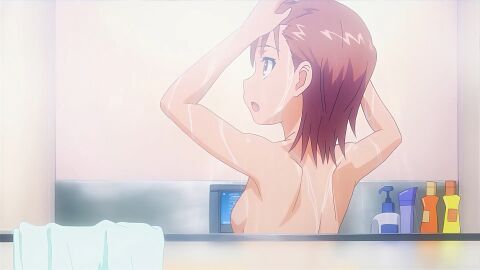 00s 1girls 2009 :o accurate_art_style arms_up bare_ass bare_back bare_shoulders bath breasts brown_eyes brown_hair casual_nudity completely_nude female from_behind hi_res indoors locker_room matching_hair/eyes misaka_mikoto nude nude_female official_art open_mouth screencap see-through short_hair shoulder_blades shower_stall showering sideboob small_breasts solo standing steam teenage_female teenager to_aru_kagaku_no_railgun to_aru_majutsu_no_index upper_body washing wet young