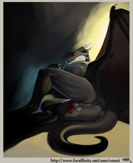 1boy anus ass balls blue_eyes blush dragon looking_back male nude omari penis scalie solo solo_male tail