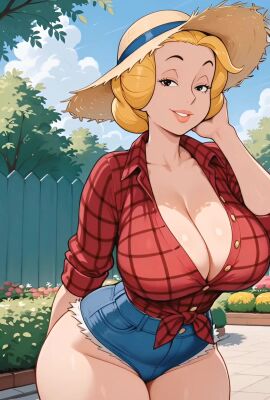 ai_generated alice_mitchell big_ass big_breasts big_butt cartoon cartoon_character cartoon_milf cleavage dennis_the_menace garden mature_female mature_woman micro_shorts milf mommy mother outdoors robotkesh seductive solo solo_female tagme teasing thick_thighs video visible_breath wide_hips