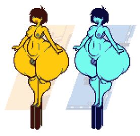 ass_body big_ass bimbo bimbofication cyanu deltarune gay hips hips_wider_than_shoulders huge_ass hyper_heels kris_(deltarune) male micropenis penis pixel_art sissy slut small_penis thick_thighs tiny_penis whore wide_hips