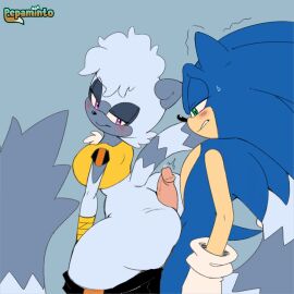1boy 1girls anthro anthro_on_anthro anthrofied artist_name ass assjob big_ass blue_fur blush buttjob covered_assjob covered_buttjob erection female fur furry furry_only green_eyes grey_fur grinding_on_penis half-closed_eyes idw_publishing male penis penis_between_ass pepamintop purple_eyes sega sonic_(series) sonic_the_hedgehog sonic_the_hedgehog_(comics) sonic_the_hedgehog_(idw) sonic_the_hedgehog_(series) tangle_the_lemur two-tone_fur