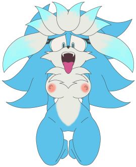 2d anthro areolae blue_hair breasts breasts_out cumming female female_only hair_down high_resolution leona_haruka long_hair naked sexy_sonic_artist sexysonicartist simple_background sonic_(series) sonic_the_hedgehog_(series) tongue tongue_out transparent_background uncensored white_background