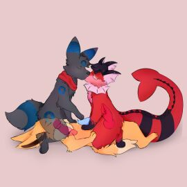 2024 3_toes absurd_res anal anal_sex animal_genitalia animal_penis black_body black_hair black_paws black_tail blue_markings blue_penis canine_genitalia canine_penis closed_eyes deepthroat ears_up eevee eeveelution eyewear facial_markings feet fellatio fin forehead_markings frill_(anatomy) generation_1_pokemon generation_2_pokemon genitals glasses group group_sex hair head_markings headgear hi_res kissing knot kronos_the_cookie kronos_the_eevee male male/male markings nintendo oral oral_penetration orange_body orange_paws penetration penis pink_body pokemon pokemon_(species) red_body red_scarf red_tail ring_(marking) ringed_tail scarf sex simple_background star_(star_umbreon) striped_markings striped_tail stripes tail tail_markings threesome toes two-tone_tail umbreon vaporeon vappy_liv