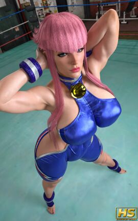 1girls 3d ass big_ass big_breasts blue_eyes breasts busty capcom female female_focus female_only french french_female hagiwara_studio highres hourglass_figure looking_at_viewer manon_legrand obi pink_hair pinup pinup_pose short_hair_with_long_locks sidelocks solo street_fighter street_fighter_6 tagme thick_thighs wide_hips wristband