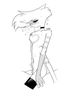 4_arms absurd_res ambiguous_gender ambiguous_penetration angel_dust_(hazbin_hotel) anthro arachnid arthropod blush breath choker demon enaic31 hazbin_hotel hi_res japanese_text jewelry male monochrome multi_arm multi_limb necklace panting penetration solo solo_male spider text