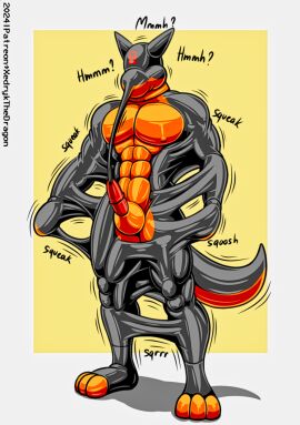 after_transformation bodily_fluids bound breast_milking clothing drone encasement genitals goo_(disambiguation) handwear hi_res lactating latex mittens penis struggling transformation tube xedryk