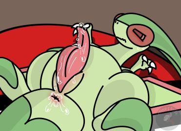 3_fingers animal_genitalia anthro anus ass big_penis blush bodily_fluids claws cum cum_inside digital_drawing_(artwork) digital_media_(artwork) dragon dripping erection feet feral fingers flygon generation_3_pokemon genital_fluids genitals green_body hi_res leaking leaking_precum looking_at_viewer male multicolored_body mythological_creature mythological_scalie mythology nintendo nude penis pokemon pokemon_(species) precum precum_drip presenting presenting_anus presenting_hindquarters scalie simple_background solo sweat sweatdrop tail two-tone_body wings wreckandscrap