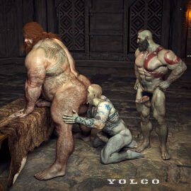 3boys 3d age_difference ass bald bald_male baldur_(god_of_war) bara beard big_ass big_belly big_butt brother brothers completely_naked completely_nude eating_ass facial_hair fat_ass fat_butt fat_male gay ginger ginger_hair god_of_war group_sex hairy hairy_ass hairy_chest hairy_legs hairy_male huge_ass huge_butt incest kratos large_ass large_butt long_hair male male/male male_only massive_ass massive_butt multiple_boys multiple_males muscles muscular muscular_arms muscular_ass muscular_male naked naked_male nude nude_male obese obese_male old_male older_male older_male_and_younger_male red_hair rimjob rimming rimming_male size_difference thick_ass thick_butt thick_thighs thor_(god_of_war) threesome yaoi yolco