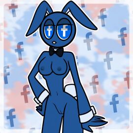 5_fingers anthro blue_skin bowtie breasts bunny bunny_ears bunny_tail bunny_teeth completely_naked completely_nude edit edited facebook female female_focus female_only furry half_naked naked naked_female nipples nude nude_female pussy solo solo_focus standing tagme xoxo_mk