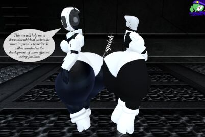 2girls 3d ass big_ass big_breasts breasts bubble_ass bubble_butt crossover female glados glados_(humanoid) haydee haydee_(game) huge_ass multiple_females multiple_girls portal_(series) tagme thick_thighs wide_hips zer0264
