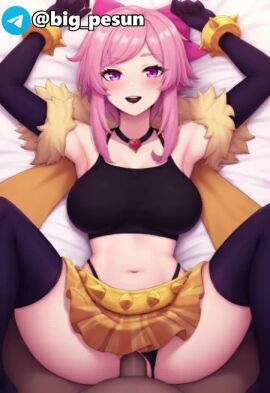 1girls ahe_gao ai_generated bed bedroom big_ass big_breasts bikini brawl_stars cum cum_in_pussy cum_inside fast fast_sex female female_only green_eyes longer_than_10_seconds melodie_(brawl_stars) penis_in_pussy penis_inside pink_hair portrait sex sound sound_effects sweat tagme video