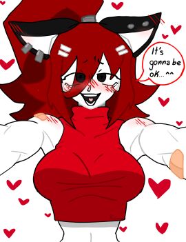big_breasts black_eyes breasts cute female fernanda_(minstlu) long_hair original original_character red_hair red_shirt roblox robloxian valenz15 white_skin