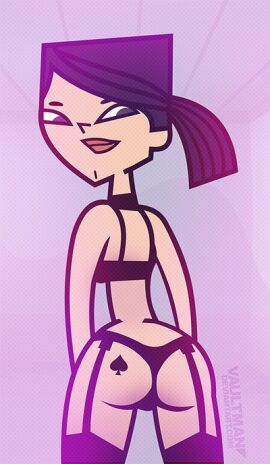 1girls accurate_art_style artist_name ass black_bra black_hair black_panties bra female garter_straps heather_(tdi) lingerie panties qos queen_of_spades total_drama_island vaultman wedgie