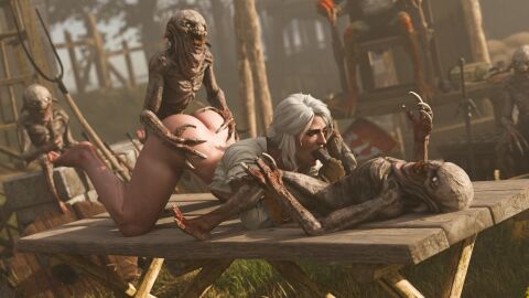 3d ass ass_grab ass_up belethor's_smut blowjob bubble_ass bubble_butt cd_projekt_red ciri cunnilingus eating_ass fellatio female freckles gloves green_eyes light-skinned_female light_skin male mascara monster nekker nude oral oral_sex outdoors penis penis_grab scar sucking_penis the_witcher_(series) the_witcher_3:_wild_hunt white_hair witcher_medallion