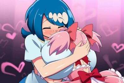 2girls age_difference age_difference_couple ai_generated animated animated_video back back_of_head blue_eyes blue_hair breasts caring casual crossover cuddling face_between_breasts grok hair_bows hairbow hand_on_head head_between_breasts hug huge_breasts hugging implied_kiss kaname_madoka kissing lana's_mother_(pokemon) lesbian love loving madoka_kaname magical_girl no_nude no_nudity no_sex petting petting_head pink_hair pokemon pokemon_sm pokemon_sm_(anime) pokemon_usm puella_magi_madoka_magica puff_puff relationship seducing size_difference sound squeezing tagme video