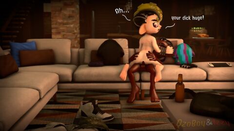 2boys abuse anal_sex ass big_penis bitch cum_in_ass dark-skinned_male dark_skin femboy gay grabbing_ass inkling izzy_(qzoboy) light-skinned_male light_skin male male_only octoling penis qzoboy splatoon splatoon_2 splatoon_3 yaoi