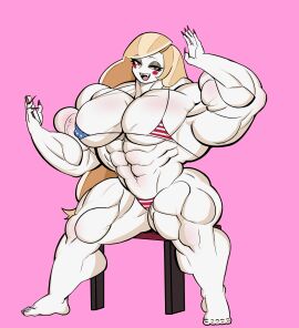 1girls american_flag_bikini big_muscles charlie_morningstar_(hazbin_hotel) extreme_muscles female hazbin_hotel hyper hyper_muscles muscles muscular muscular_female skimpy skimpy_bikini skimpy_clothes