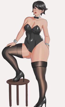 1girls absurd_res absurdres ass bare_arms bare_shoulders bare_thighs big_breasts black_hair black_heels black_high_heels black_legwear black_thighhighs boruto:_naruto_next_generations boruto:_two_blue_vortex breasts bunny_girl bunnysuit busty chubby chubby_female cleavage cuffs curvaceous curves curvy curvy_body curvy_female curvy_figure curvy_hips ear_piercing earrings female female_focus female_only hand_on_ass hand_on_butt heels hi_res high_heels high_resolution highres hips jewelry kanguru large_breasts legwear light-skinned_female light_skin lips lipstick makeup naruto naruto_(series) pale-skinned_female pale_skin pink_lips pink_lipstick pinup red_eyes revealing_clothes sarada_uchiha sharingan shounen_jump shueisha sideboob skimpy skimpy_clothes skimpy_dress solo solo_female solo_focus standing stiletto_heels thick_thighs thighhighs thighs uchiha_sarada uchiha_symbol very_high_resolution weekly_shonen_jump white_background wide_hips wrist_cuffs