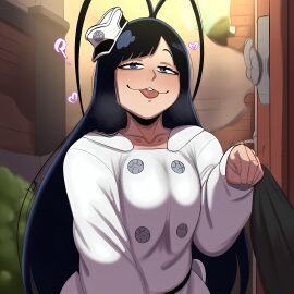 1boy 1femboy ai_generated ai_hands bleach bleach:_the_thousand-year_blood_war femboy giselle_gewelle heart looking_at_viewer male male_only smug smug_face smug_smile solo tongue_out yamathegod_(style)