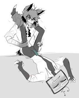 2024 alastor_(hazbin_hotel) anal anal_sex antlers artist_request claws deer deer_humanoid demon demon_boy gay hazbin_hotel humanoid male penis vox_(hazbin_hotel)