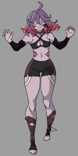 ankle_cuffs anklet armpit armpit_crease armpits bandaged_arm bandaged_leg bandaged_legs bandages bare_shoulders bare_thighs barefoot bloomers body_markings body_tattoo boob_window breasts briar_(league_of_legends) cameltoe dangerous female female_only giyermo gym_shorts inner_sideboob lavender_hair lavender_skin league_of_legends necklace pale_skin pendant purple_eyes purple_hair purple_skin pussy pussy_visible_through_clothes sharp_claws short_hair short_shorts shorts sideboob smile smiling smiling_at_viewer solo solo_female solo_focus tattoo tattooed_leg tattoos thick_thighs tight_clothes tight_clothing tight_fit two-tone_hair vampire vampire_girl wrapped_arms wrapped_feet wrapped_legs