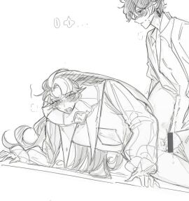 2boys black_sapphire_cookie blush blush_lines cookie_run cookie_run_kingdom female gay male pussy shadow_milk_cookie sweat sweatdrop sweating vaginal_penetration vaginal_sex yaoi