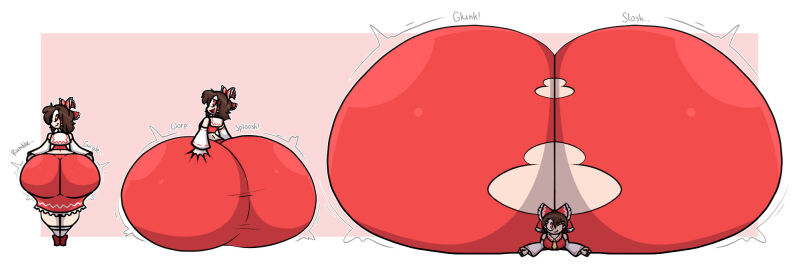 ass ass_expansion big_ass bubble_ass bubble_butt expansion expansion_sequence female huge_ass hyper_ass puffster3 reimu_hakurei thick_thighs touhou wide_hips