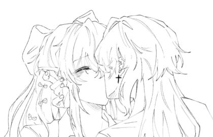 1boy 1girls akai_(lhms) demetria_(lhms) female jaki kissing lhms2 male