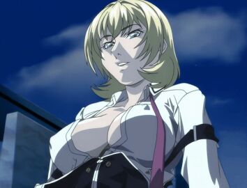 00s 1futa 2005 american animated anime_screenshot bible_black bible_black_new_testament blonde_hair blue_eyes bow bowtie breasts female female_focus jody_crowley large_breasts night nipple_stimulation_through_clothes open_clothes school_uniform shin_bible_black shirt short_hair tagme