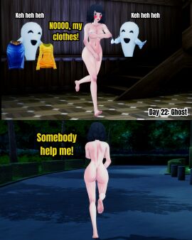 1girls 3d ass barefoot blush bra breasts brown_hair completely_nude covering covering_breasts covering_crotch embarrassed_nude_female enf female female_only ghost human human_only koikatsu light-skinned_female light_skin long_sleeves navel nude nude_female panties persona persona_5 retropunch sadayo_kawakami senftember senftember_(2024) short_hair skirt stolen_clothes stripped_naked